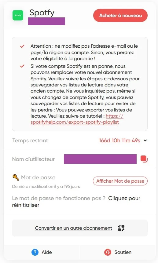 Votre compte GamsGo vous donne l'e-mail et le mot de passe à utiliser pour vous connecter sur Spotify.