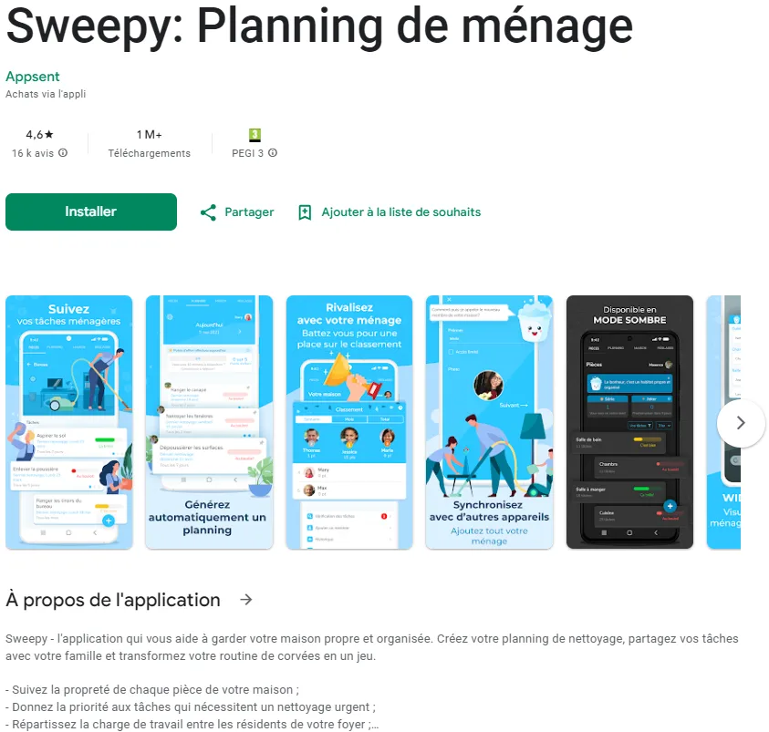 Sweepy fait partie des applications de ménage les mieux notées et les plus téléchargées.