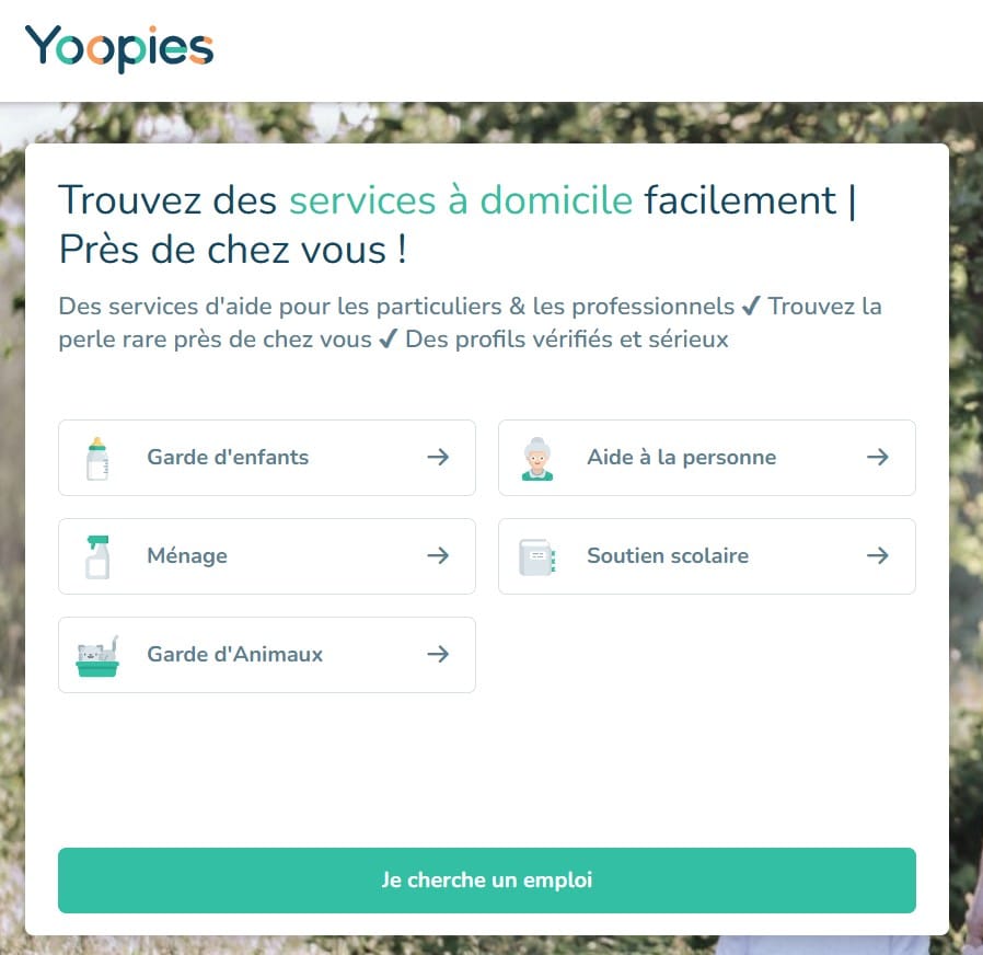 Yoopies, pas seulement des nounous mais beaucoup d'autres services à domicile !