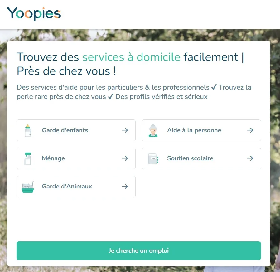 Yoopies, pas seulement des nounous mais beaucoup d'autres services à domicile !